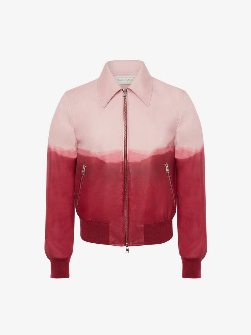 Chaquetas Alexander McQueen Dip Dye Cuero Printed Bomber Hombre - Rojos/Rosas - Mexico 568-YEPLGV